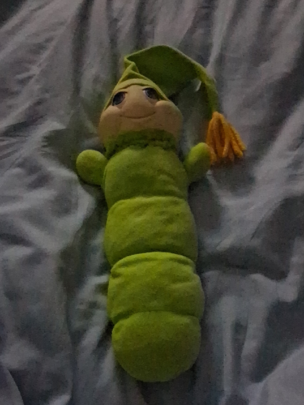 Glow stick Green Plush Caterpillar Stuffed Toy with Tassel Hat